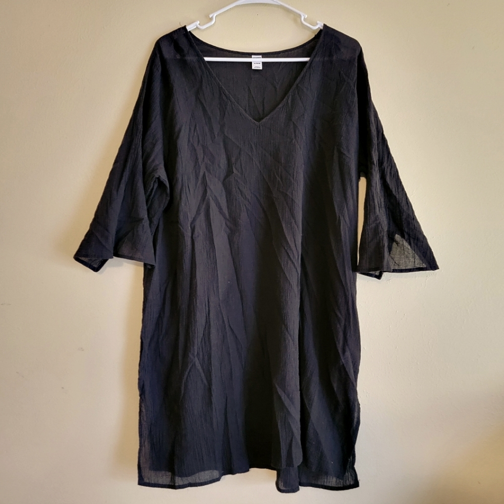 Old Navy Sheer Black Tunic Dress Top